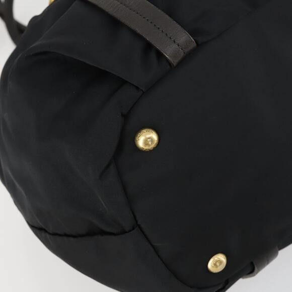 PRADA Hand Bag Nylon Leather 2way Black Gold Auth 156149 - Picture 15 of 16